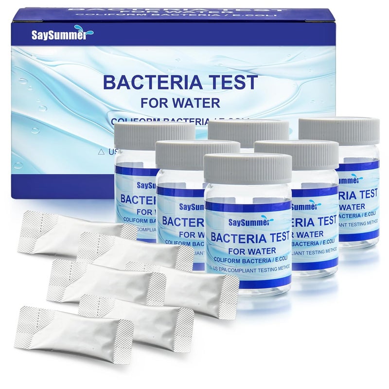 SaySummer Drinking Water Bacteria Test Kit: 6 Tests Detecting Coliform E coli Bacteria - at Home Well Water Testing Kits for Drinking Water Pool Hot Tub Aquarium and More - Image 1